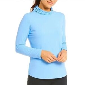 IBKUL Ibkareful Convertible Mock Neck UPF50 Blue Top Size Large